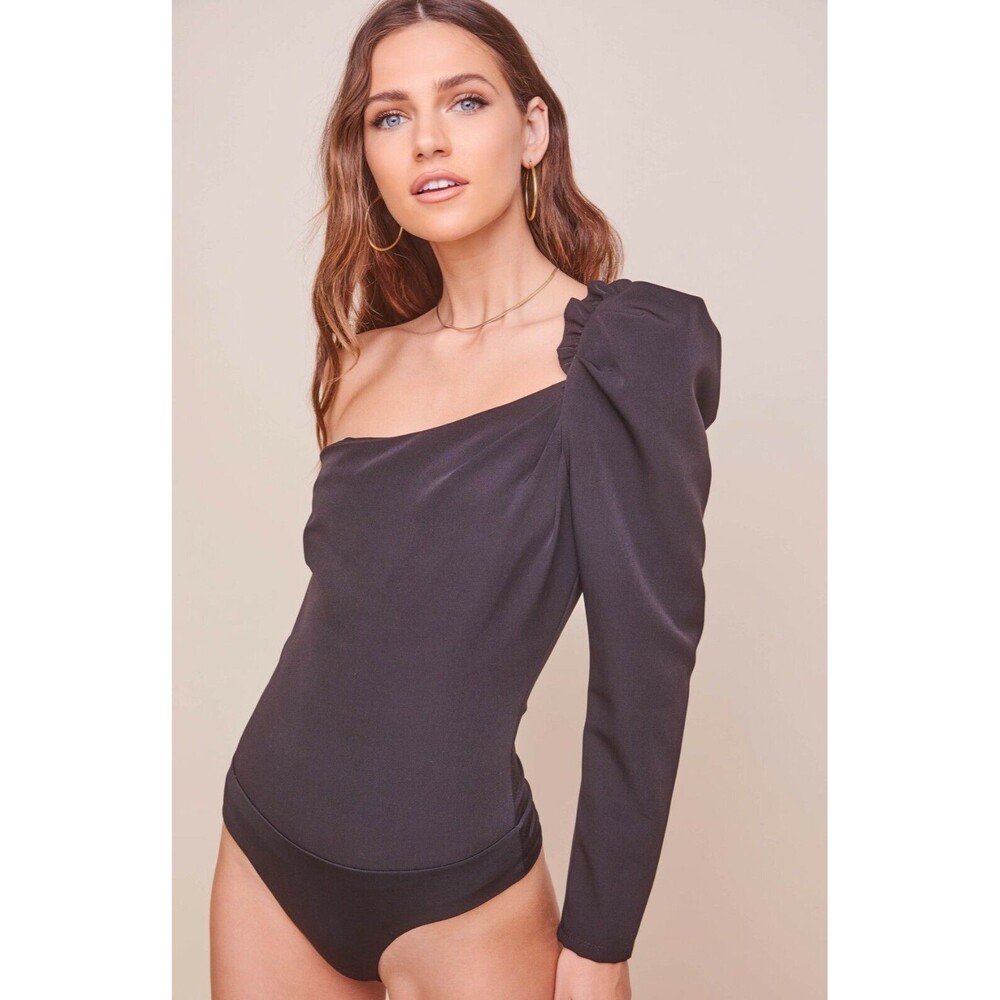 ASTR The Label Bodysuit NWT Black Isolde One Shoulder Womens Size XS